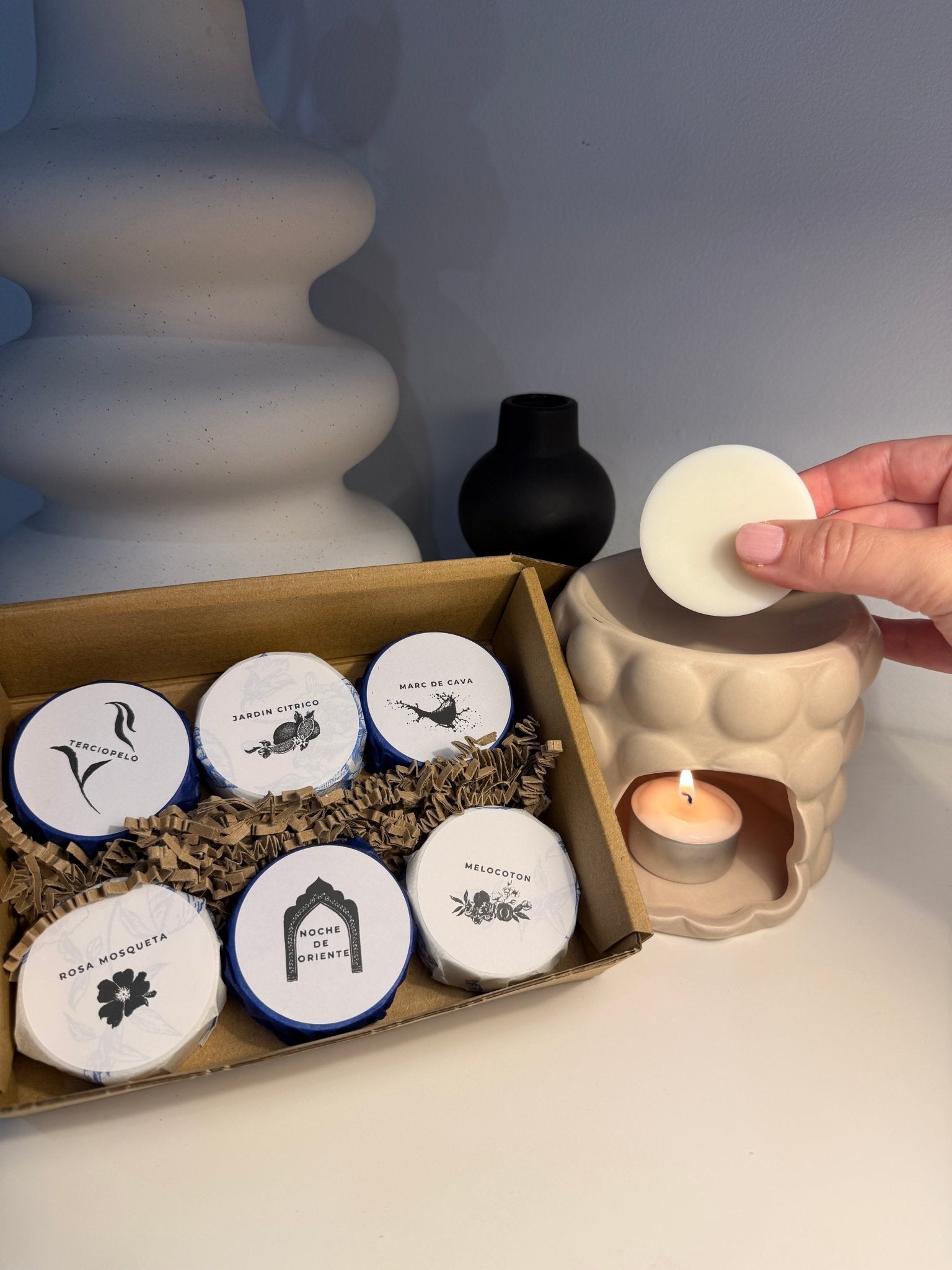 Pack Inicio Wax Melts – 6 Sentidos con quemador Burbujas - Vibras Artesanía