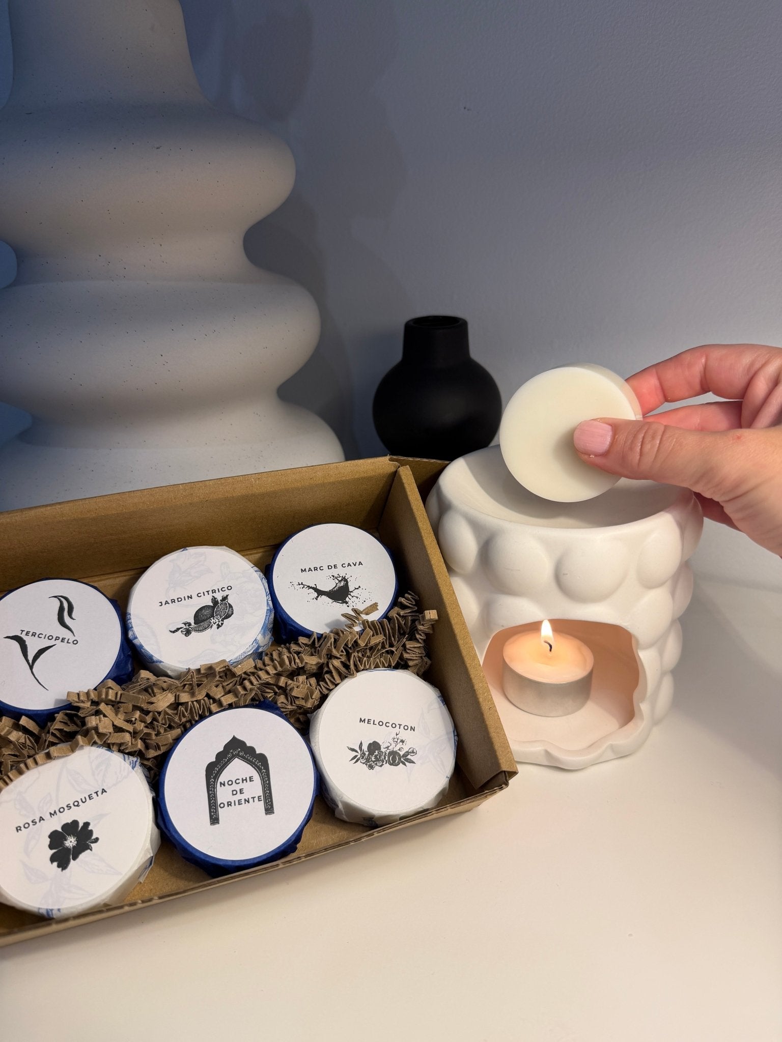 Pack Inicio Wax Melts – 6 Sentidos con quemador Burbujas - Vibras Artesanía