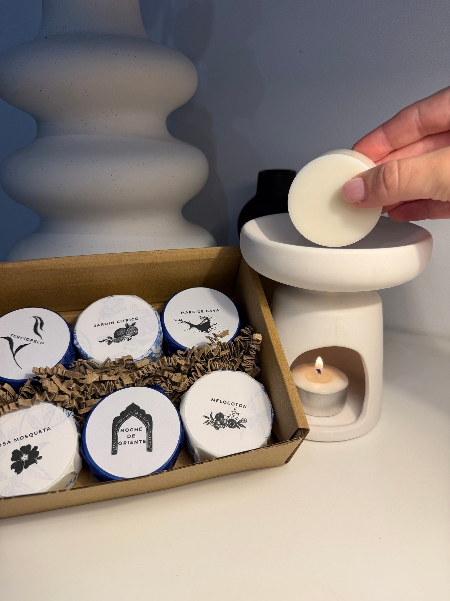 Pack Inicio Wax Melts – 6 Sentidos con quemador Caliz - Vibras Artesanía