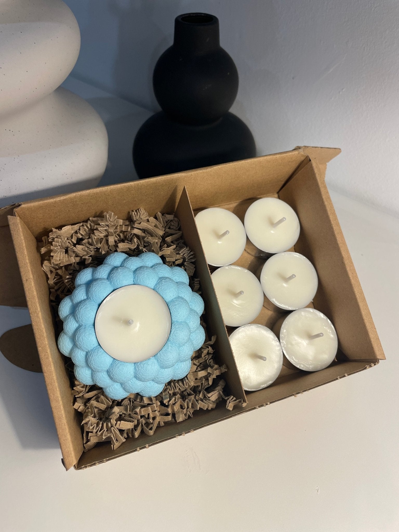 Pack portavelas 3D Burbujas con velas aromáticas - Vibras Artesanía