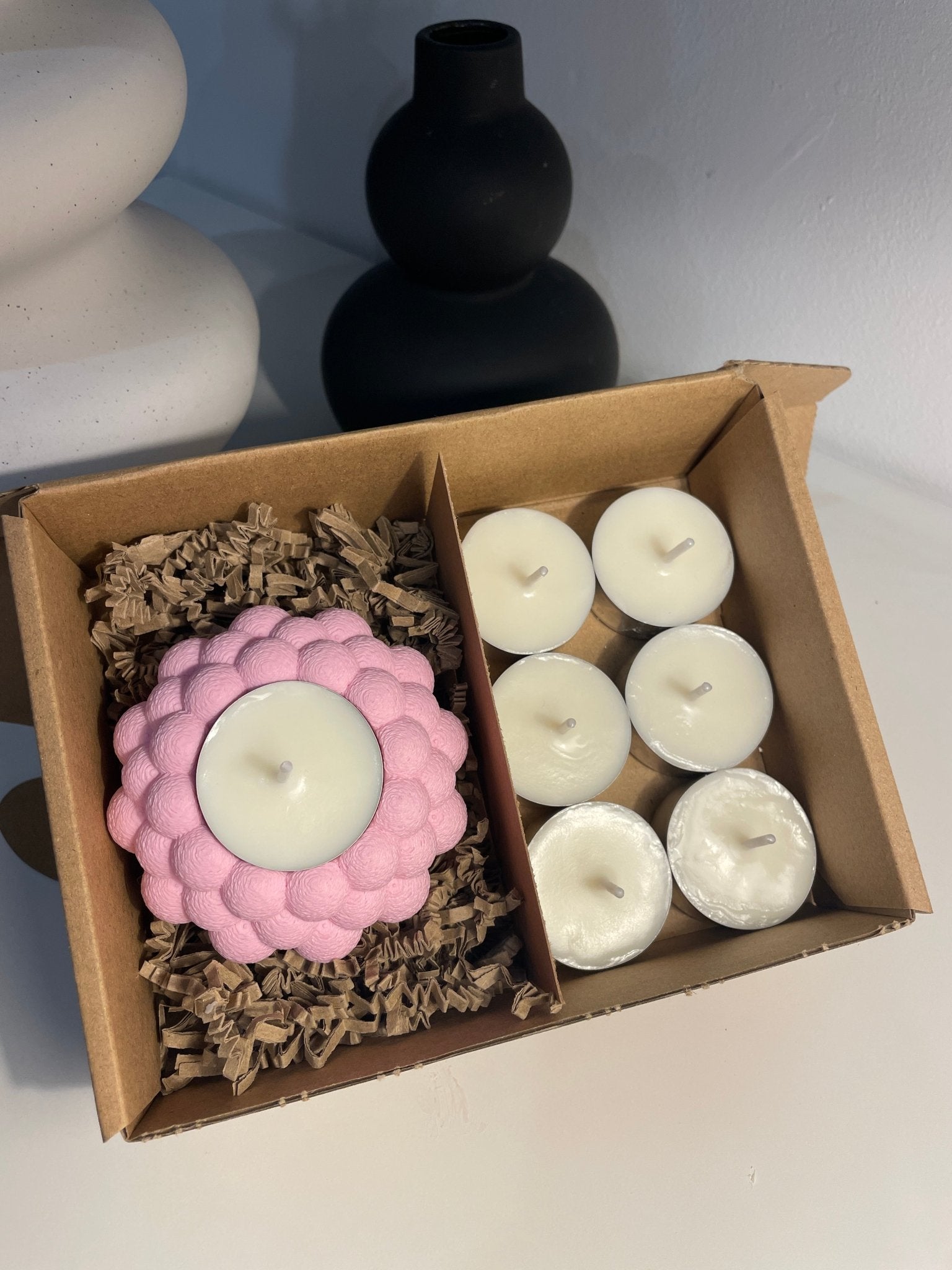 Pack portavelas 3D Burbujas con velas aromáticas - Vibras Artesanía