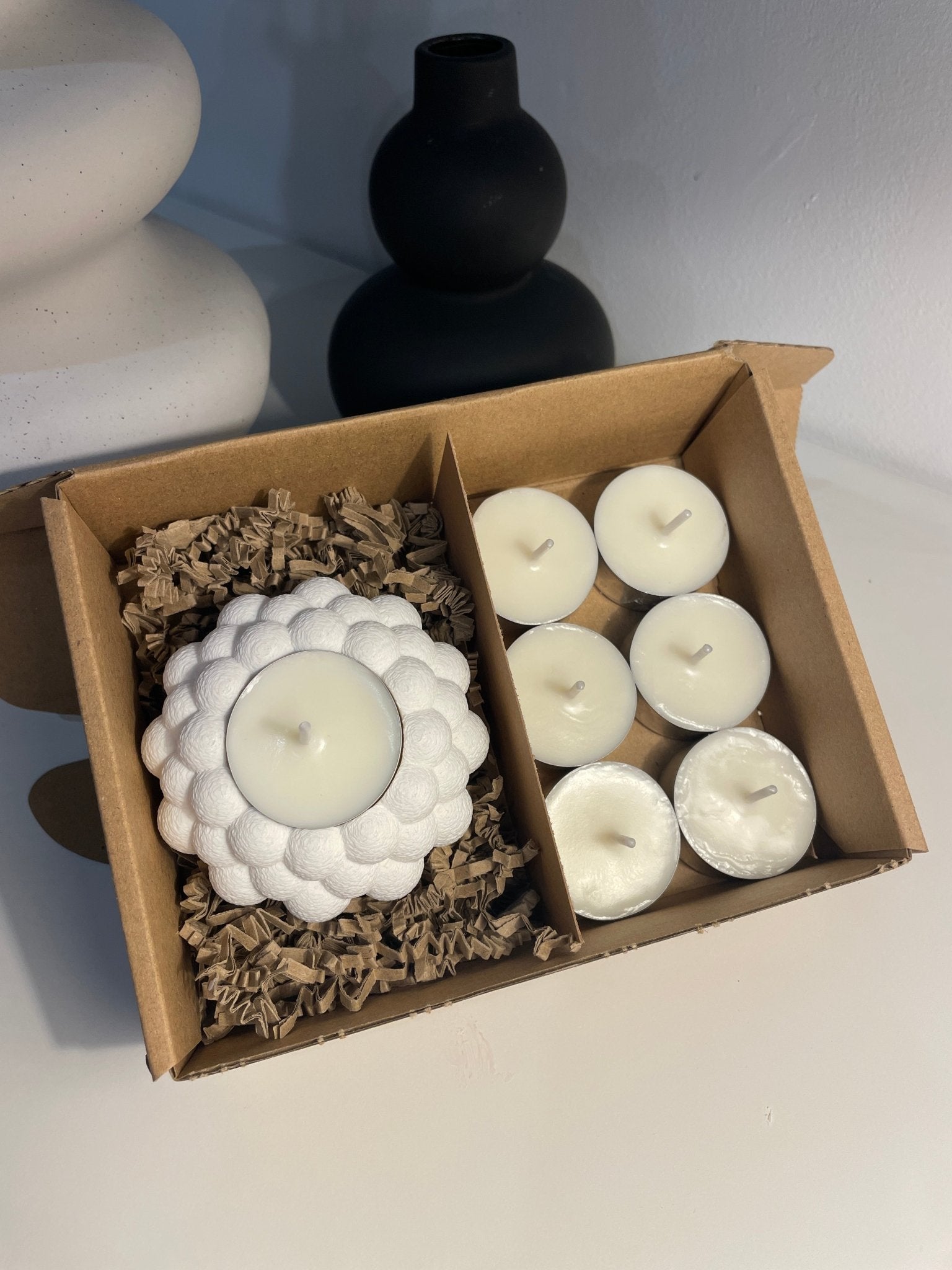 Pack portavelas 3D Burbujas con velas aromáticas - Vibras Artesanía