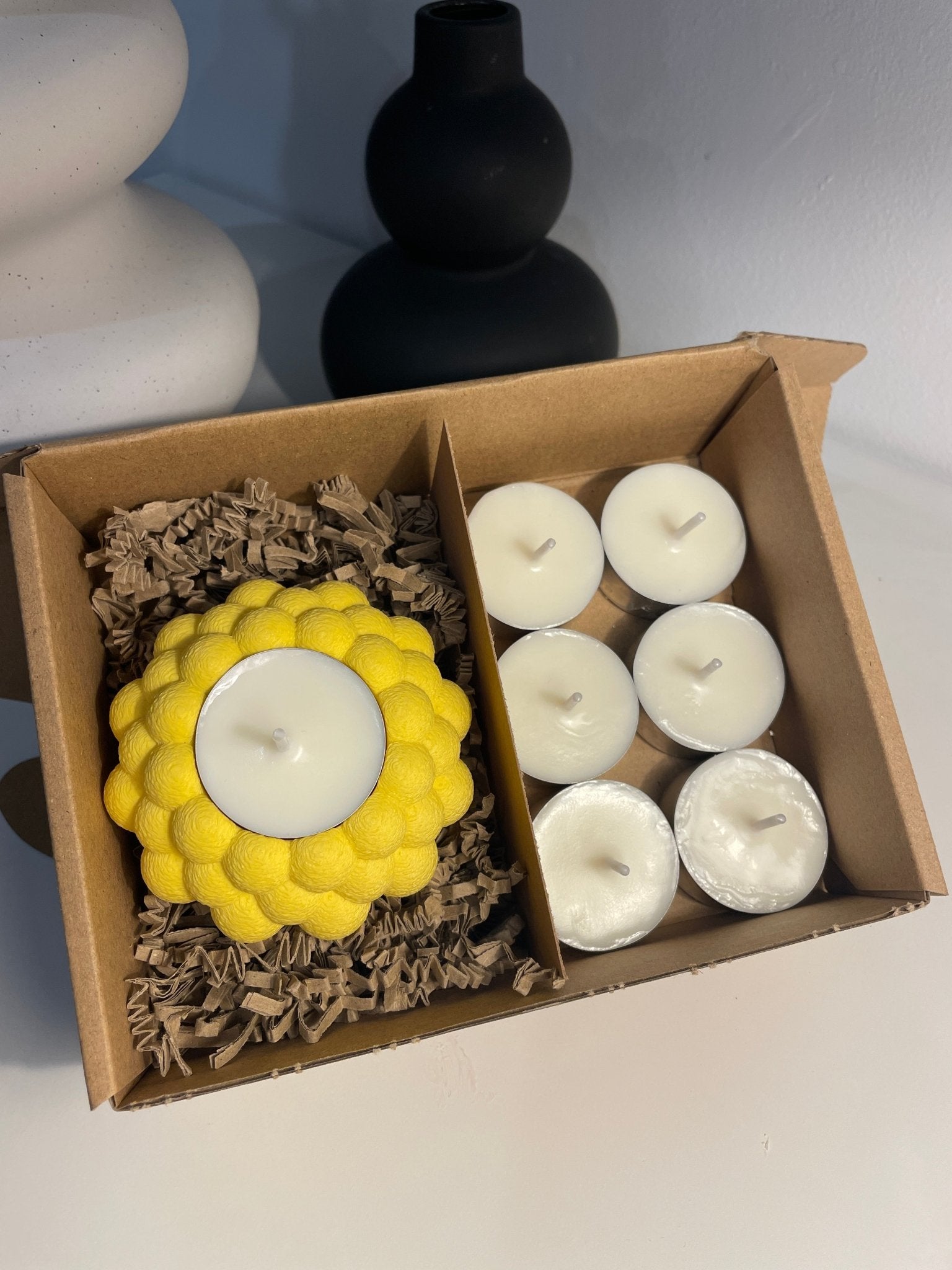 Pack portavelas 3D Burbujas con velas aromáticas - Vibras Artesanía
