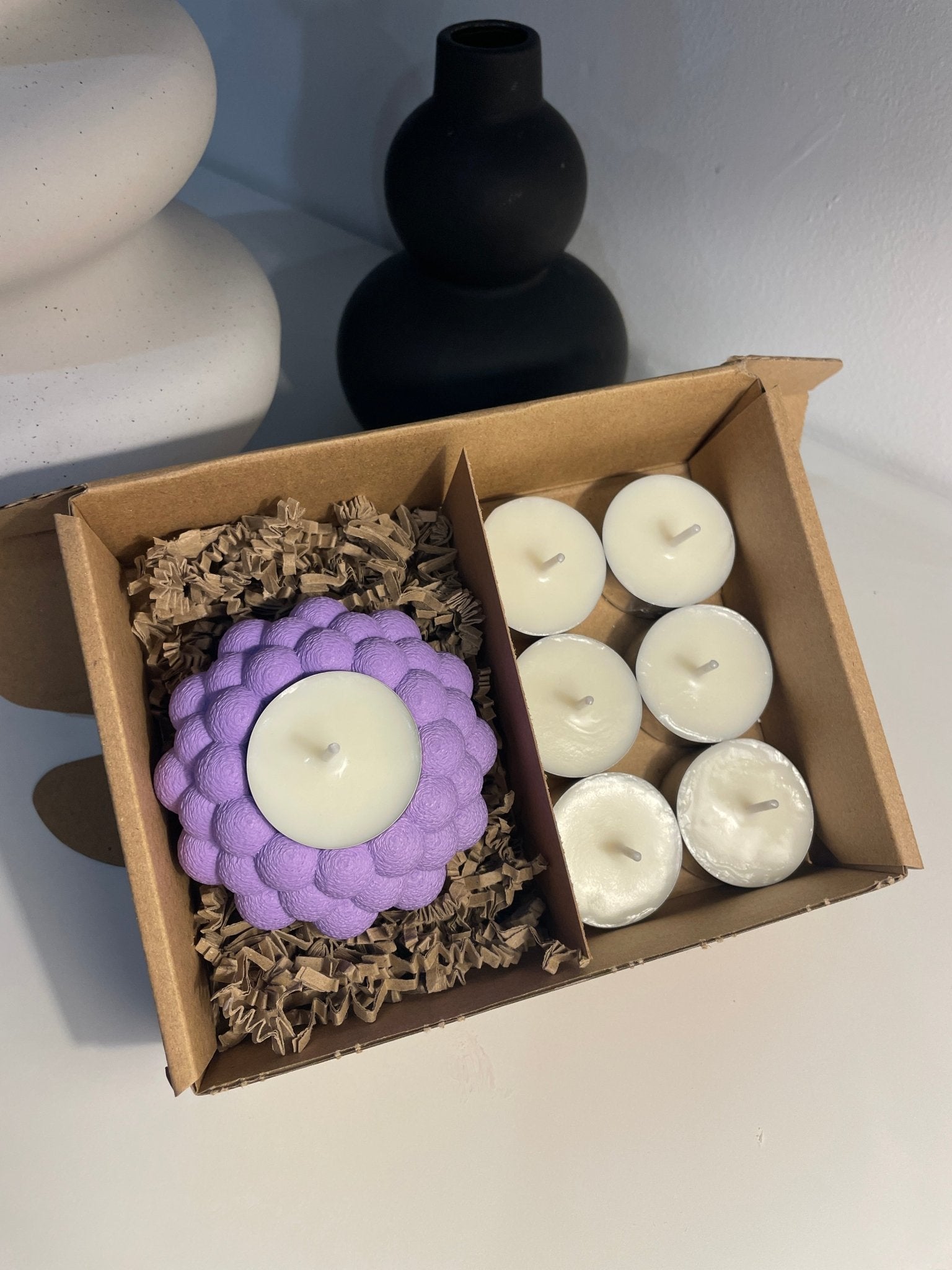 Pack portavelas 3D Burbujas con velas aromáticas - Vibras Artesanía