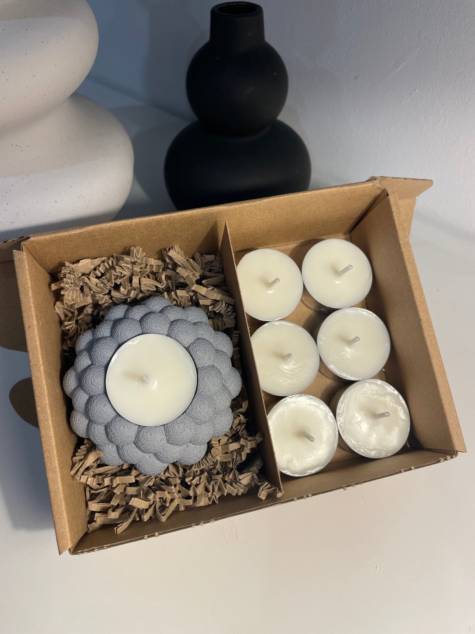 Pack portavelas 3D Burbujas con velas aromáticas - Vibras Artesanía