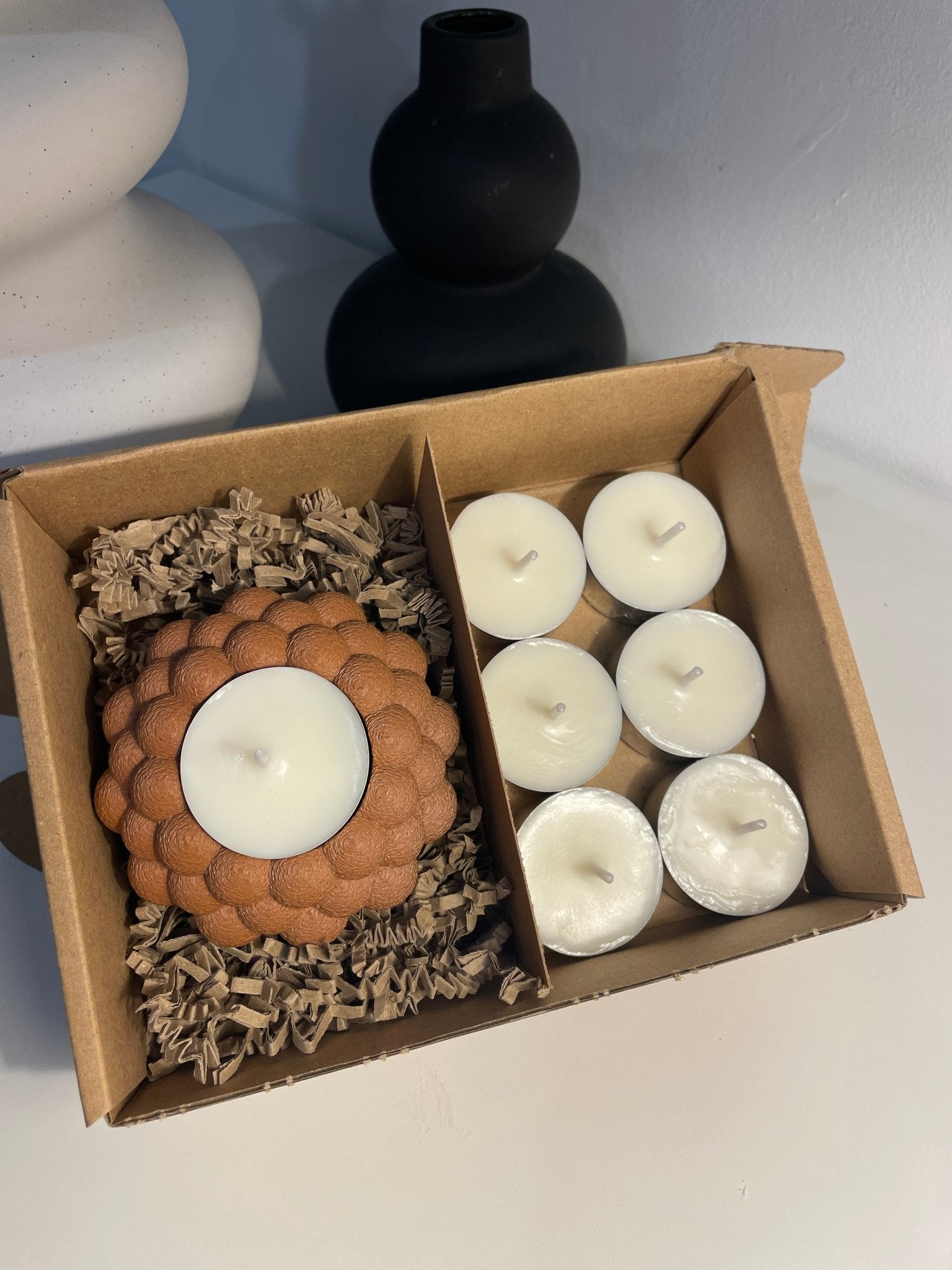 Pack portavelas 3D Burbujas con velas aromáticas - Vibras Artesanía