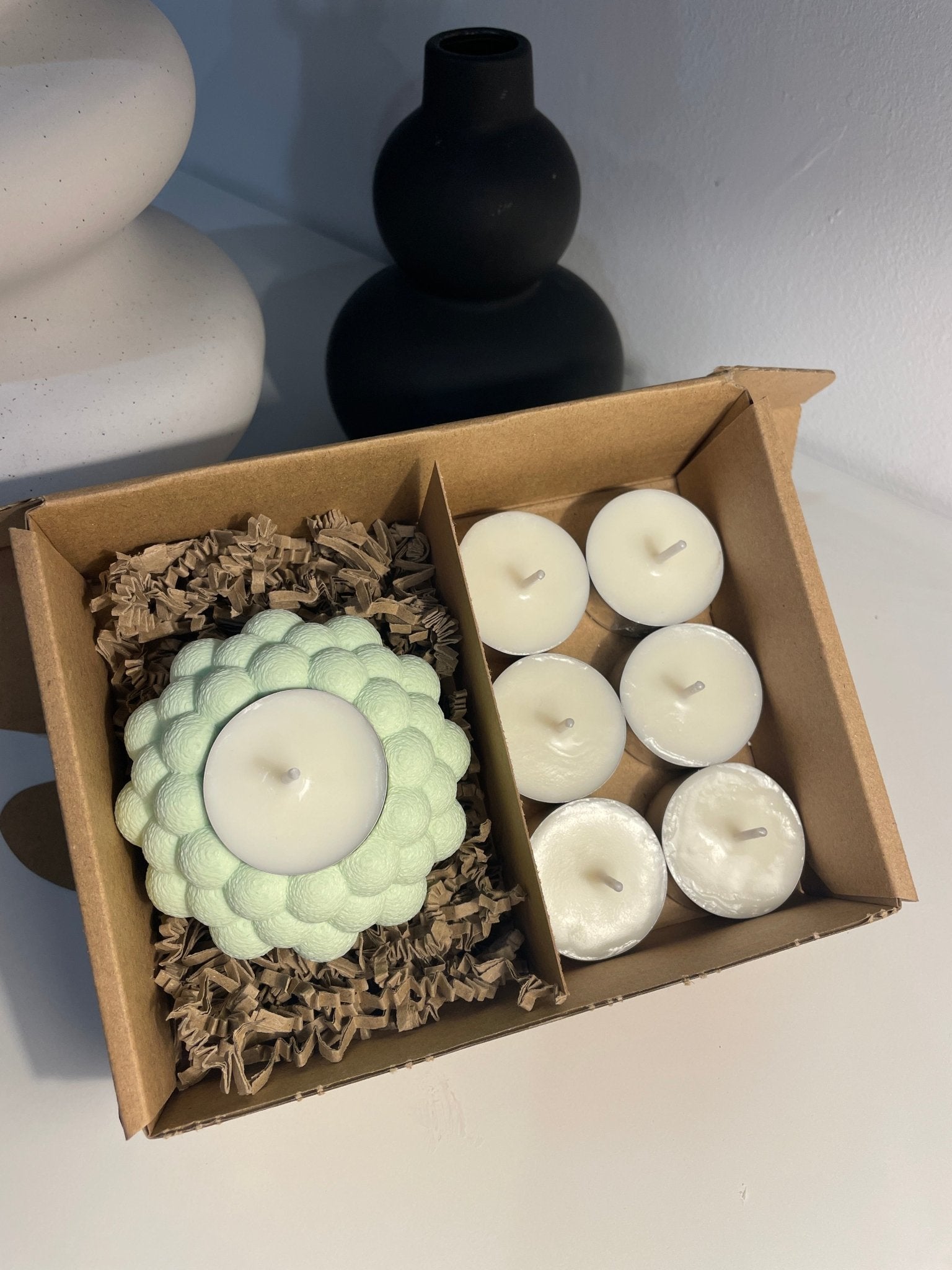 Pack portavelas 3D Burbujas con velas aromáticas - Vibras Artesanía