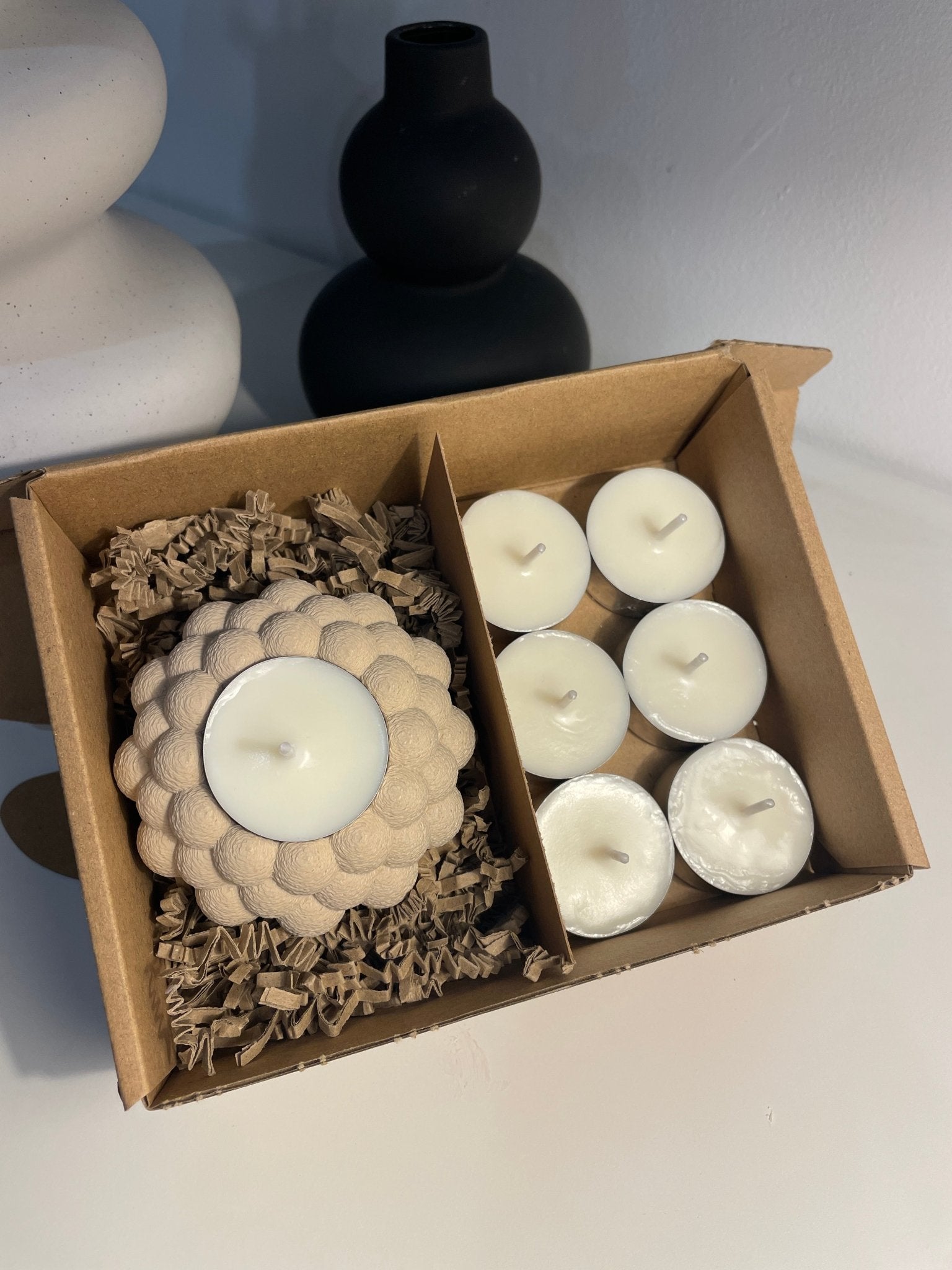 Pack portavelas 3D Burbujas con velas aromáticas - Vibras Artesanía