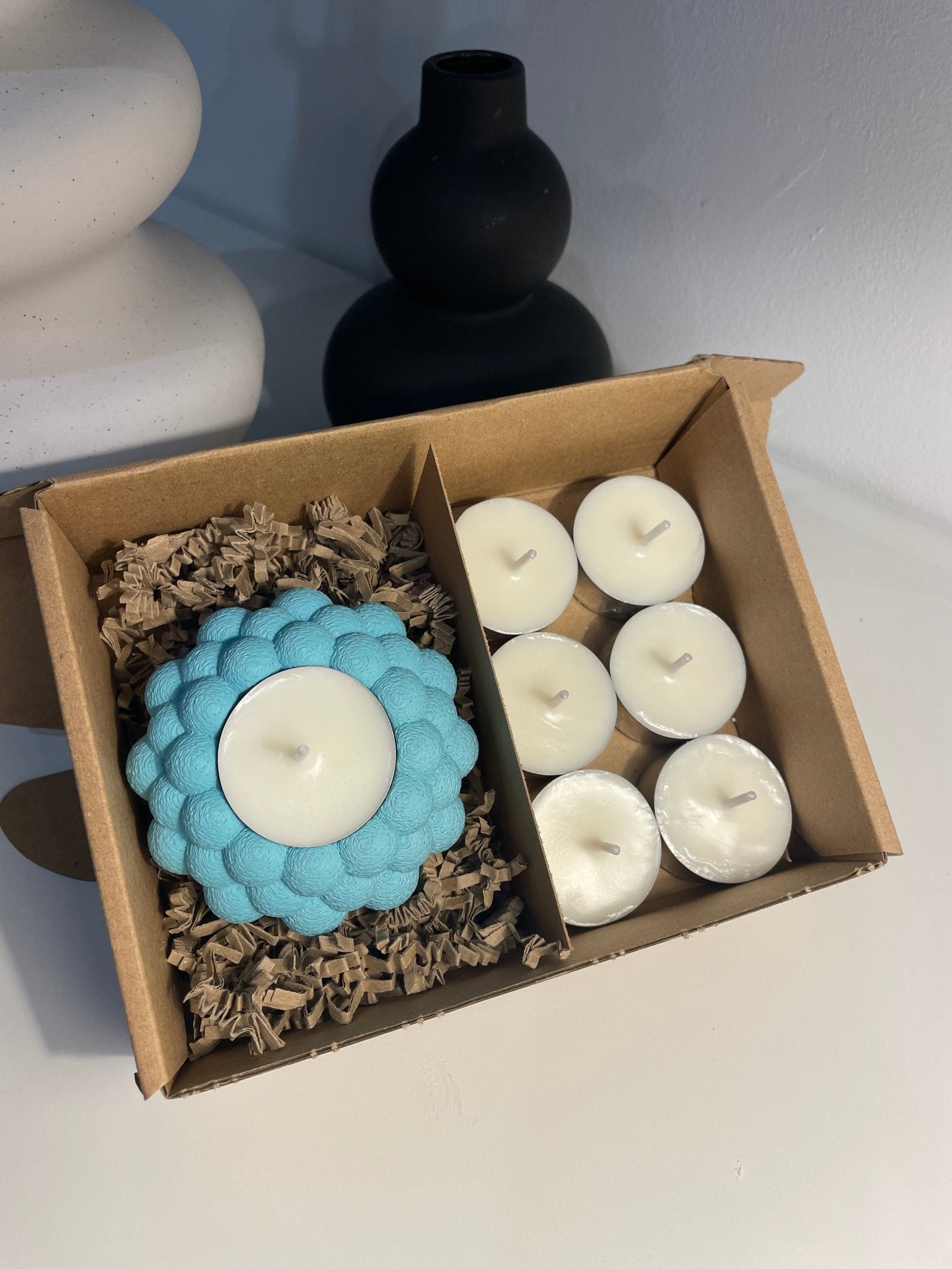 Pack portavelas 3D Burbujas con velas aromáticas - Vibras Artesanía