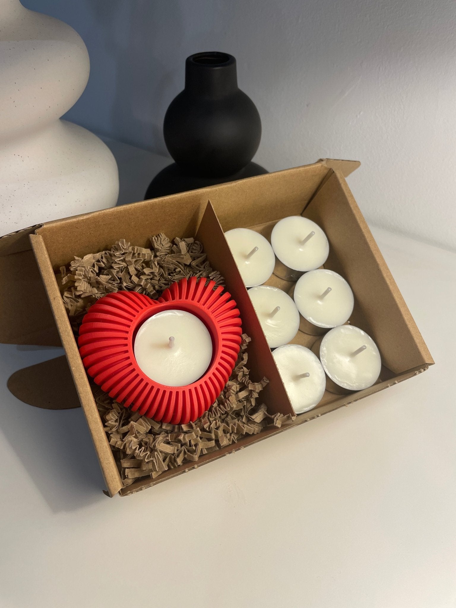 Pack portavelas 3D Corazón con velas aromáticas - Vibras Artesanía