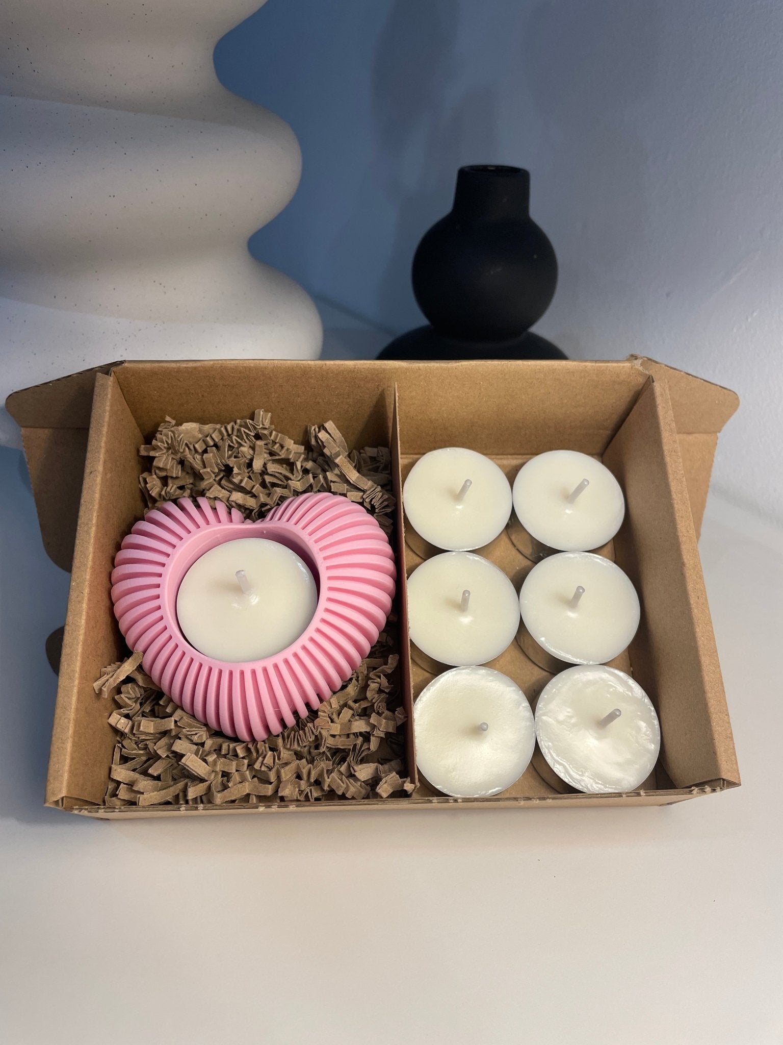 Pack portavelas 3D Corazón con velas aromáticas - Vibras Artesanía