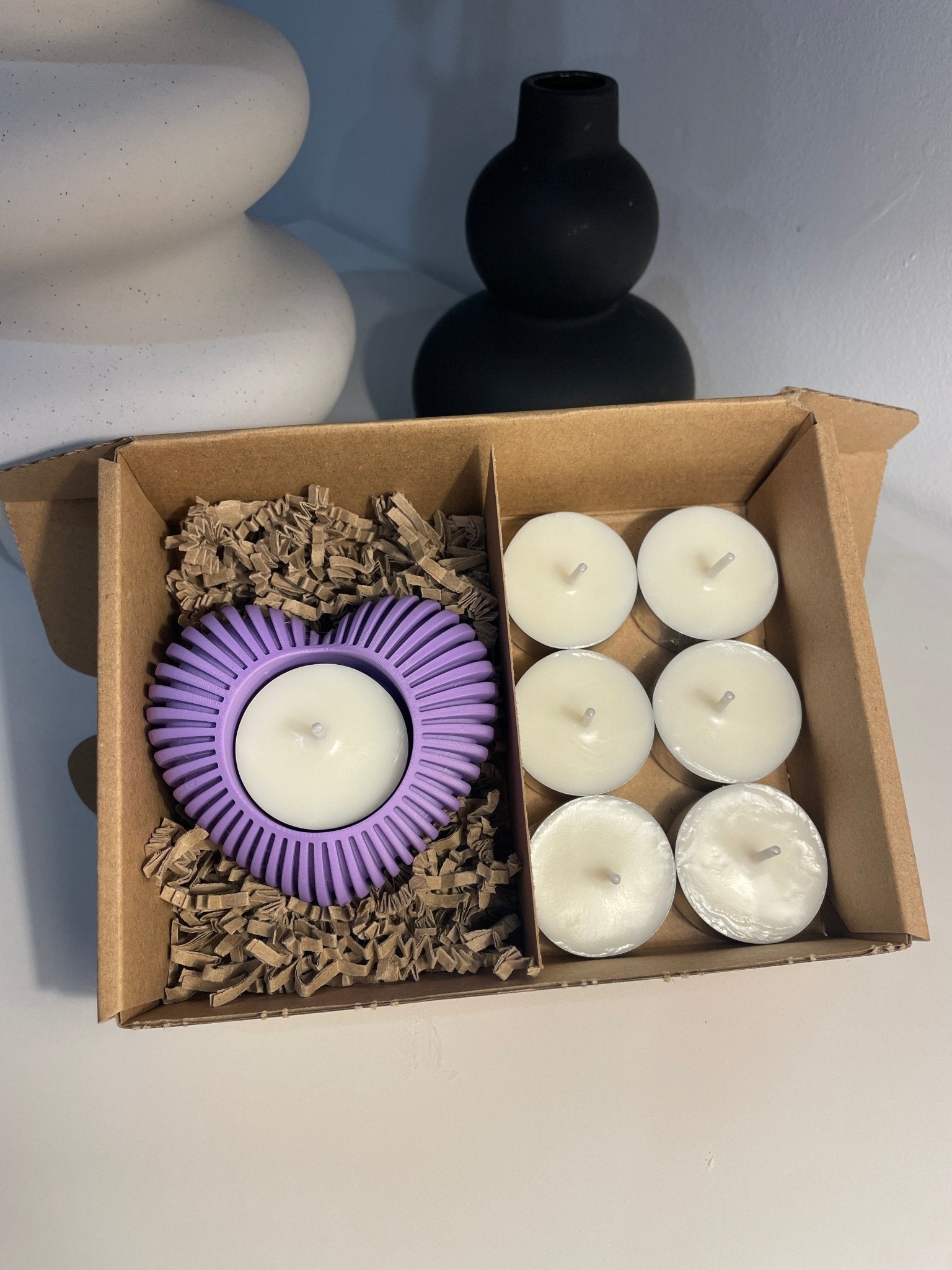 Pack portavelas 3D Corazón con velas aromáticas - Vibras Artesanía