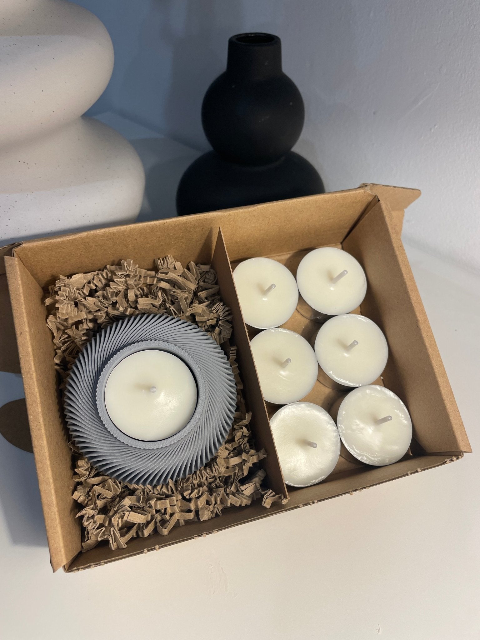 Pack portavelas 3D Espiral con velas aromáticas - Vibras Artesanía