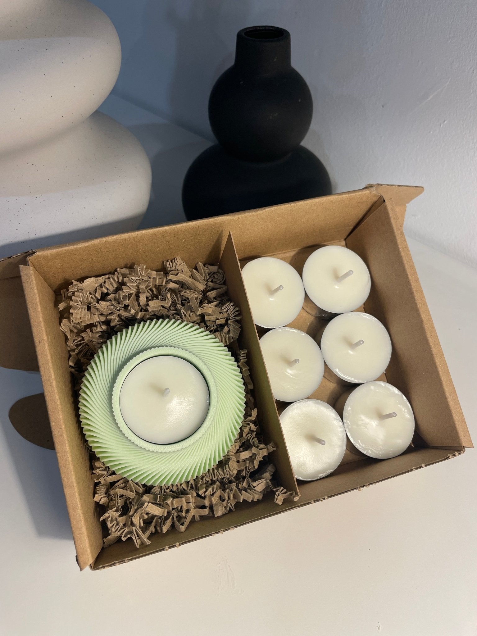 Pack portavelas 3D Espiral con velas aromáticas - Vibras Artesanía