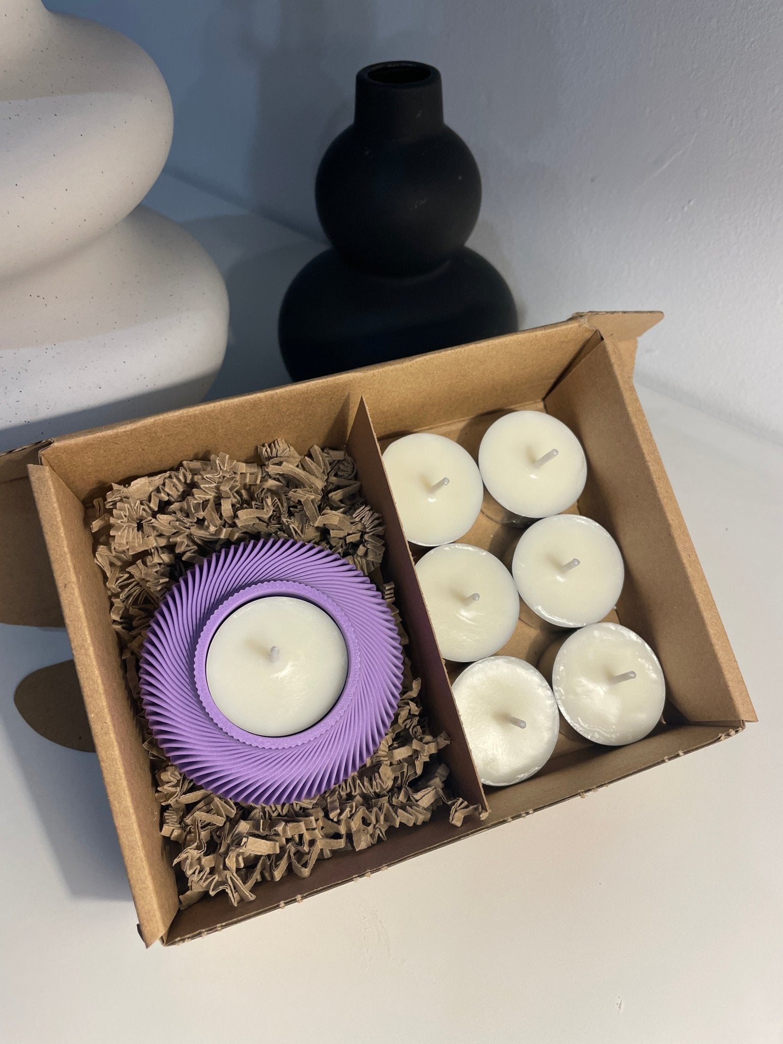 Pack portavelas 3D Espiral con velas aromáticas - Vibras Artesanía