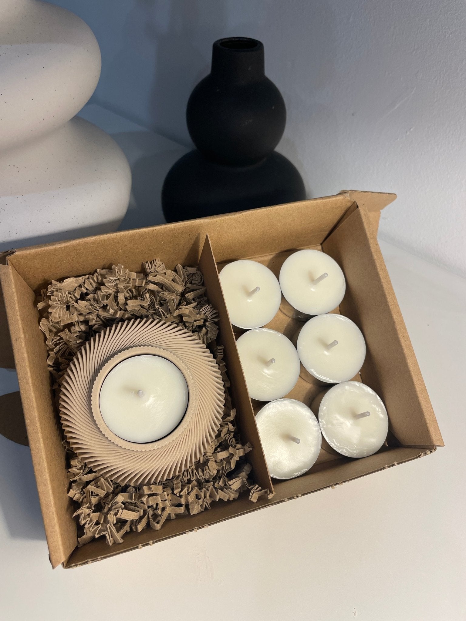 Pack portavelas 3D Espiral con velas aromáticas - Vibras Artesanía
