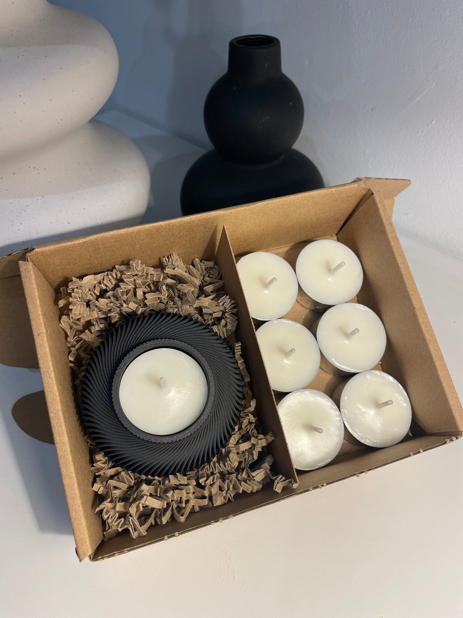 Pack portavelas 3D Espiral con velas aromáticas - Vibras Artesanía