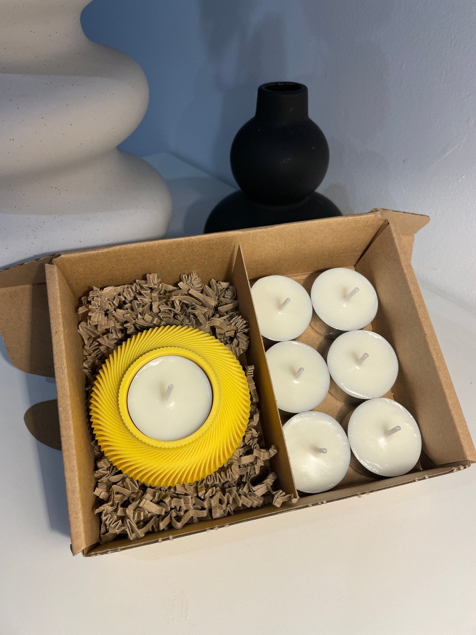 Pack portavelas 3D Espiral con velas aromáticas - Vibras Artesanía