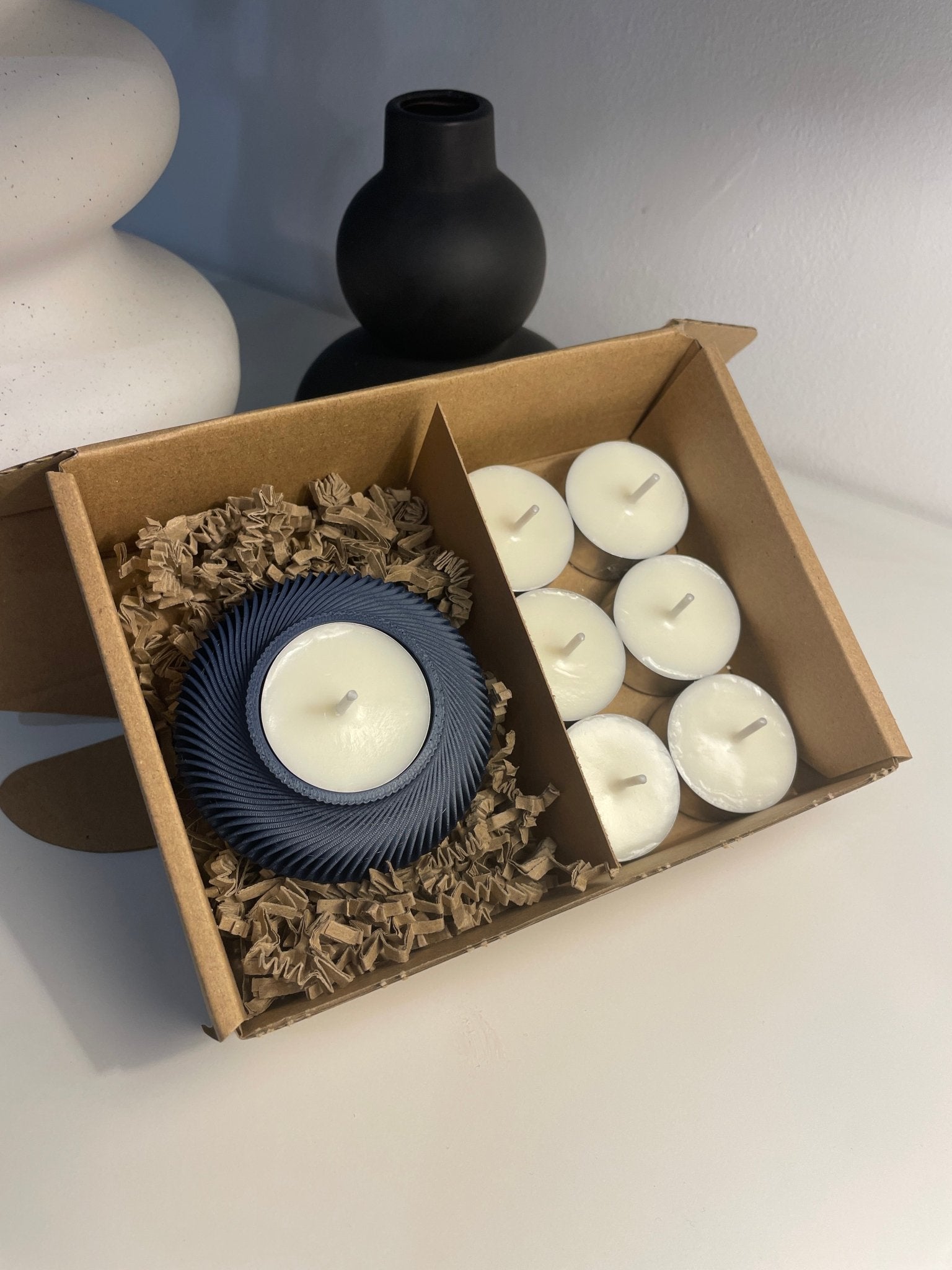 Pack portavelas 3D Espiral con velas aromáticas - Vibras Artesanía