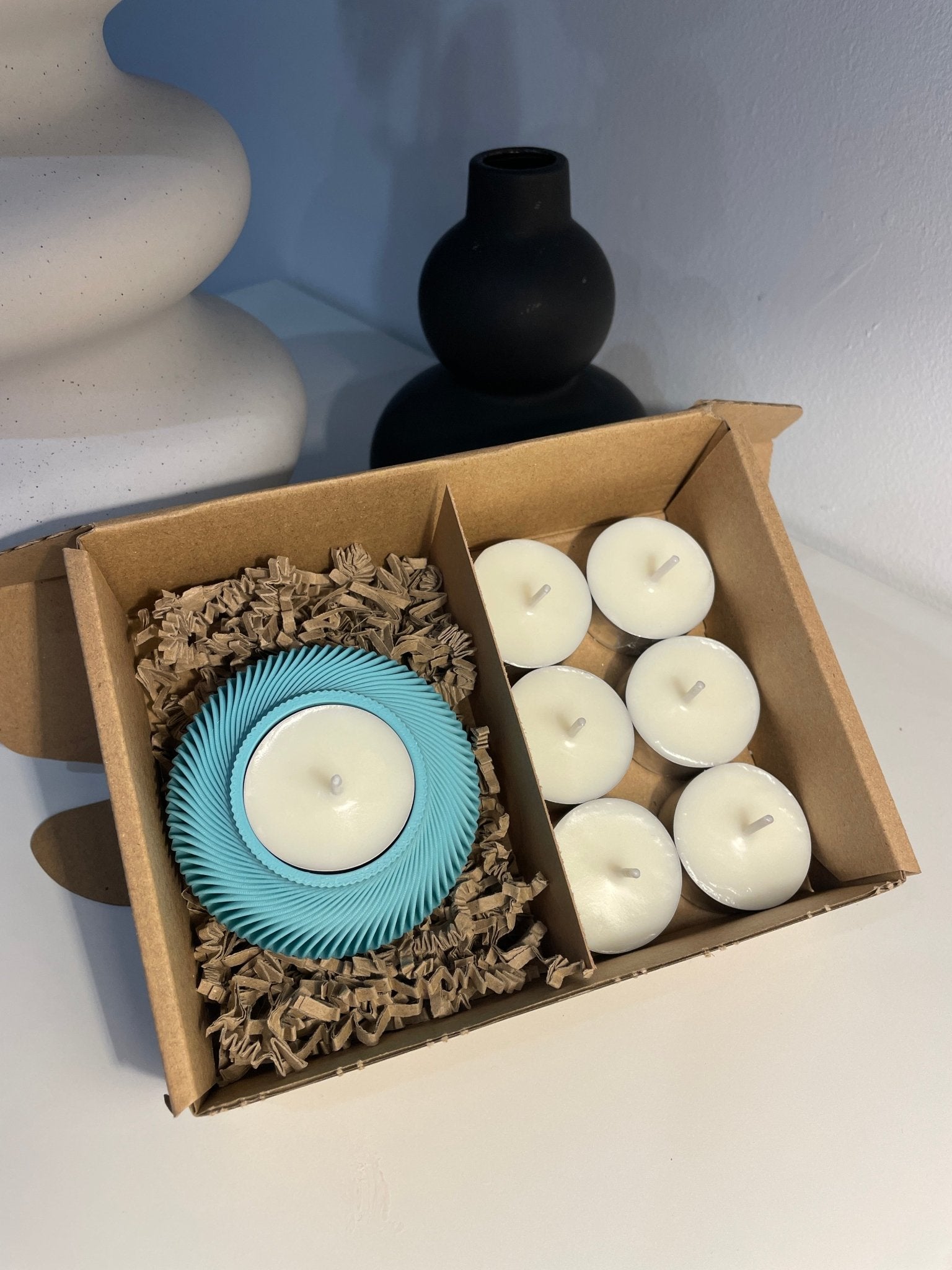Pack portavelas 3D Espiral con velas aromáticas - Vibras Artesanía