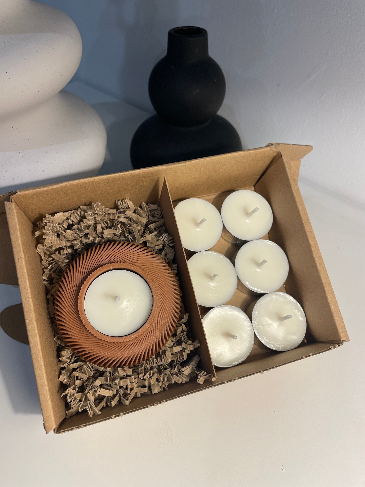 Pack portavelas 3D Espiral con velas aromáticas - Vibras Artesanía