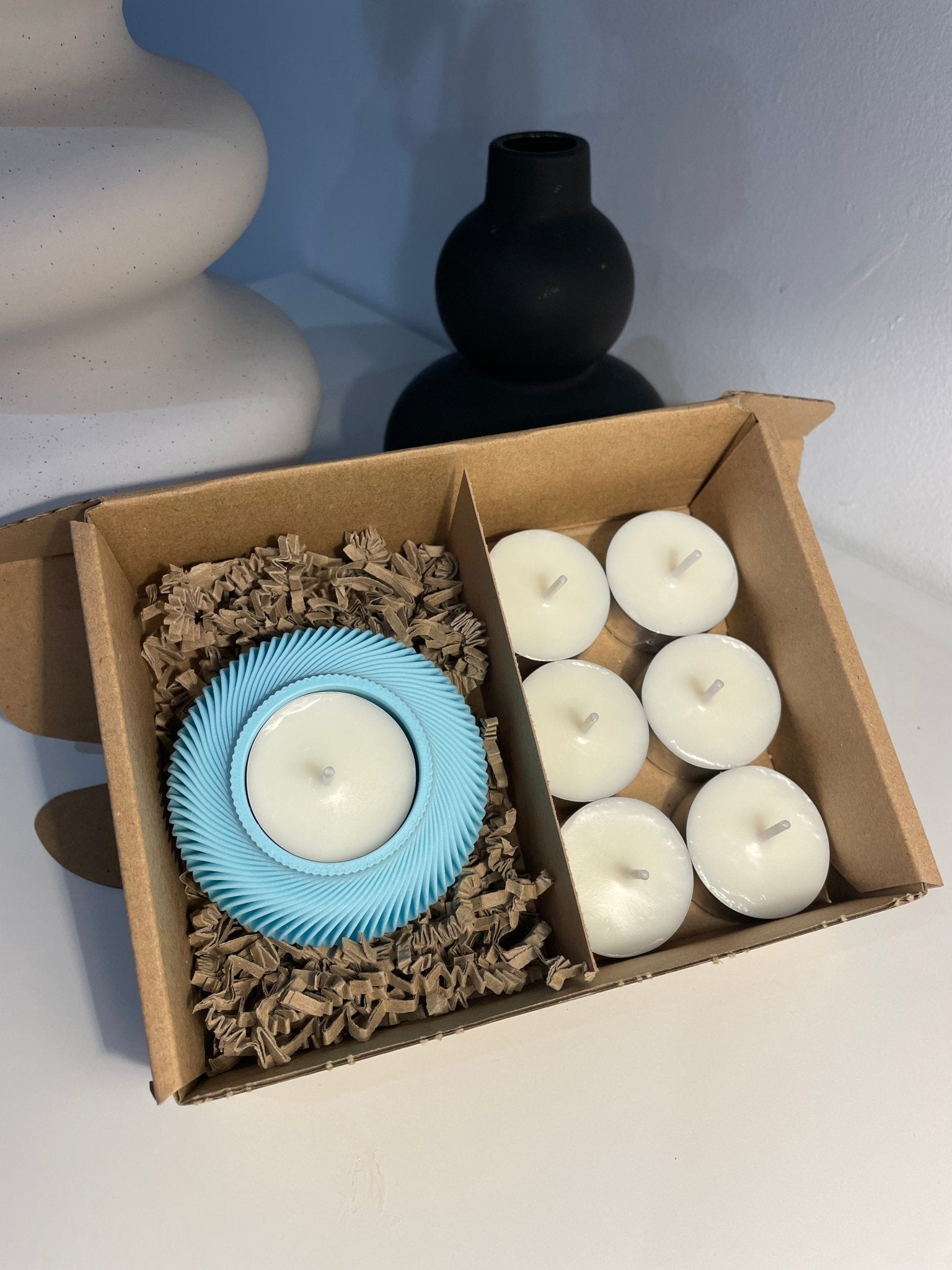 Pack portavelas 3D Espiral con velas aromáticas - Vibras Artesanía