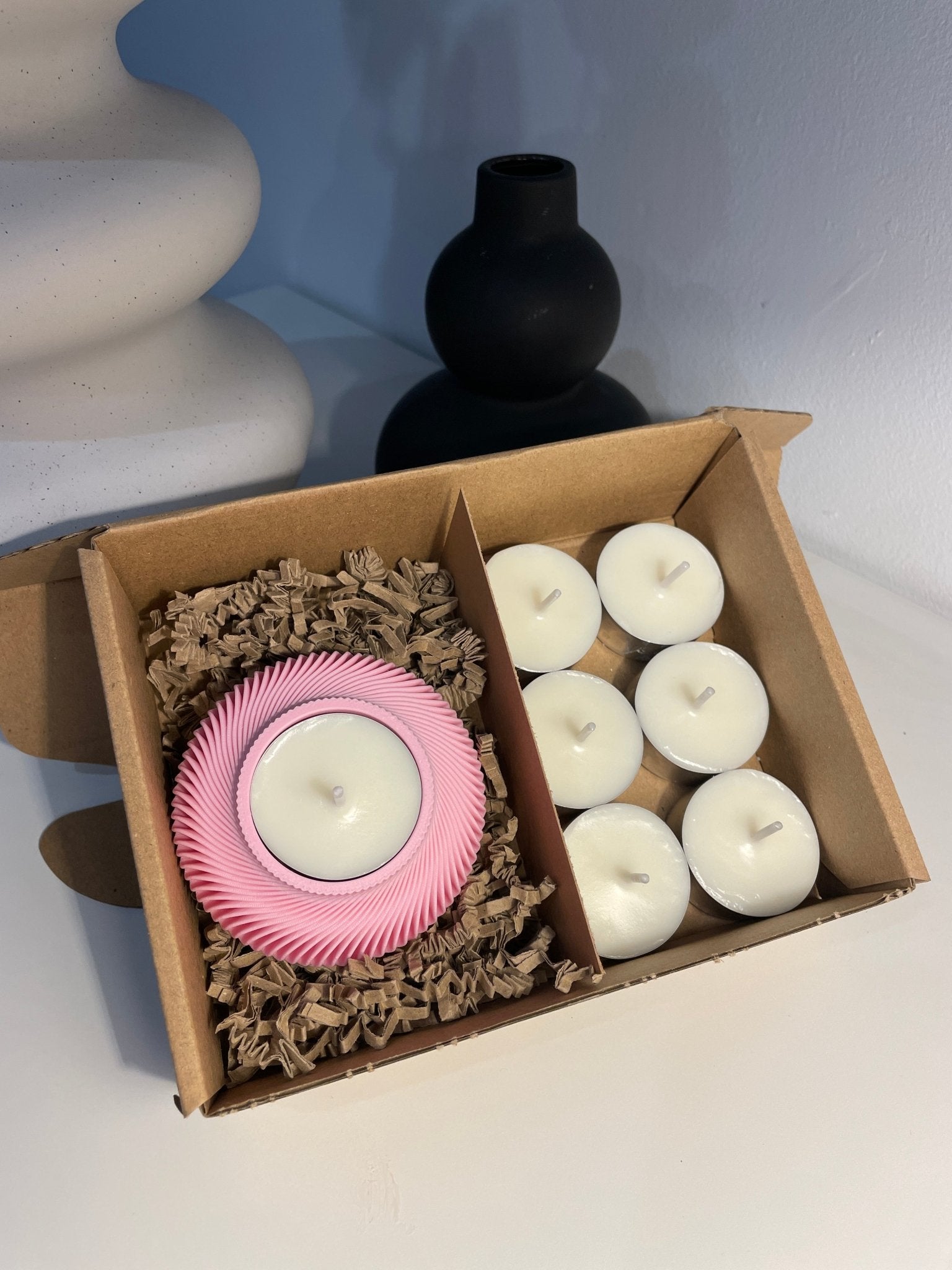 Pack portavelas 3D Espiral con velas aromáticas - Vibras Artesanía