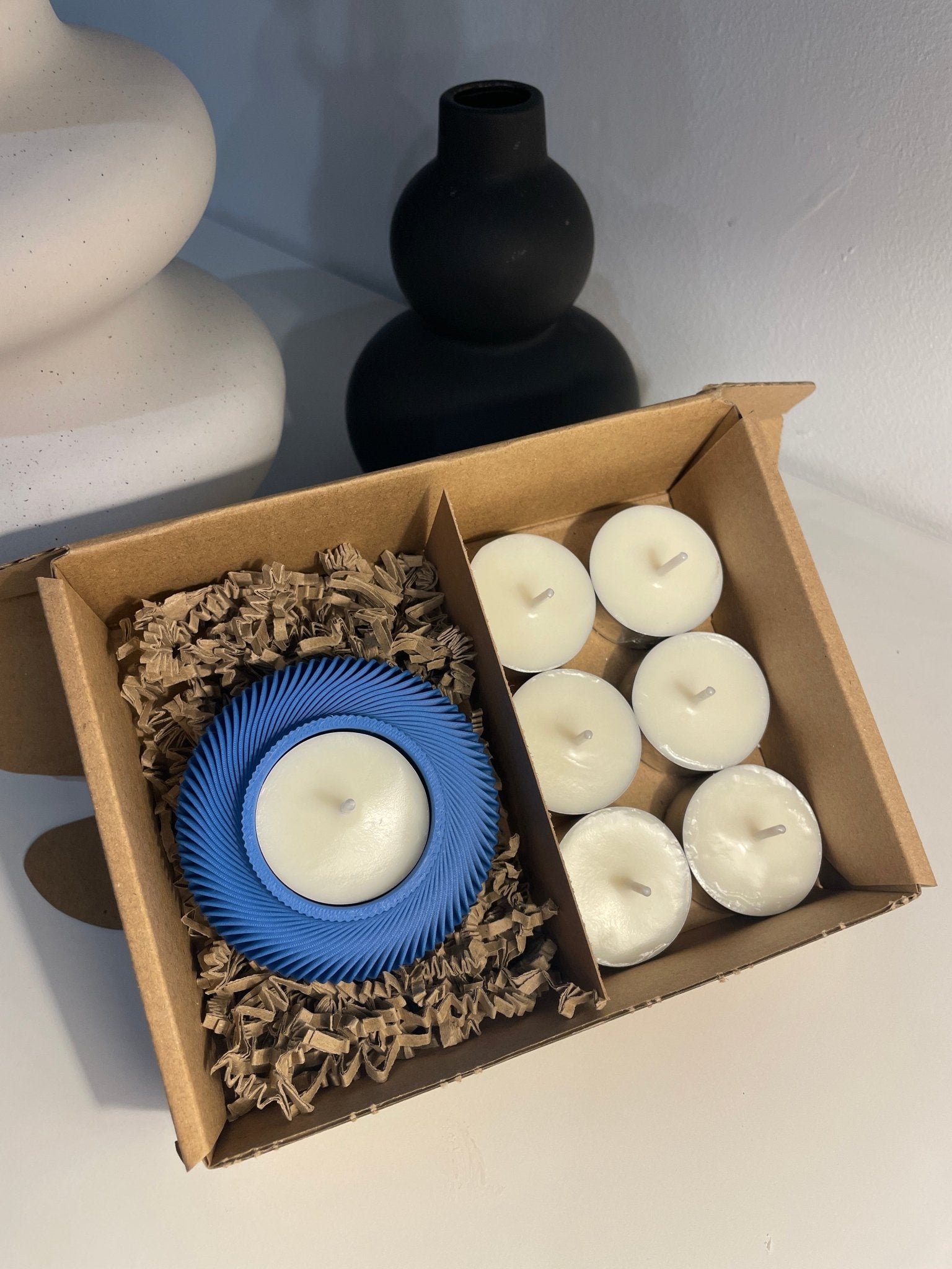 Pack portavelas 3D Espiral con velas aromáticas - Vibras Artesanía