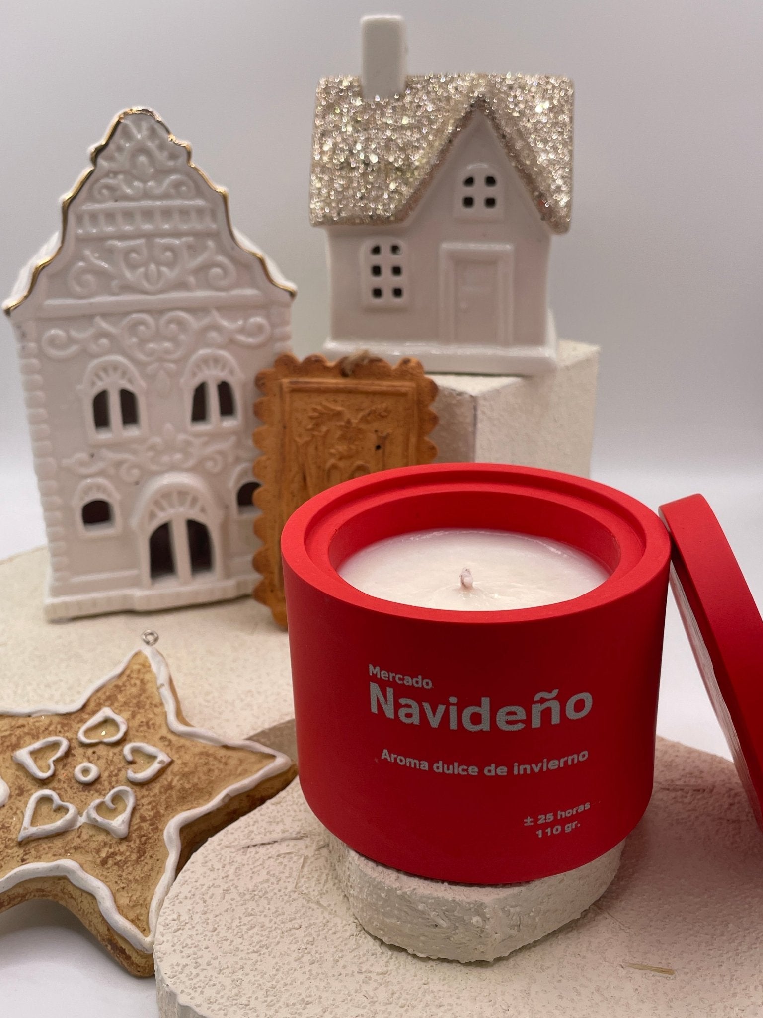 Vela Aromática Mercado Navideño - Vibras Artesanía